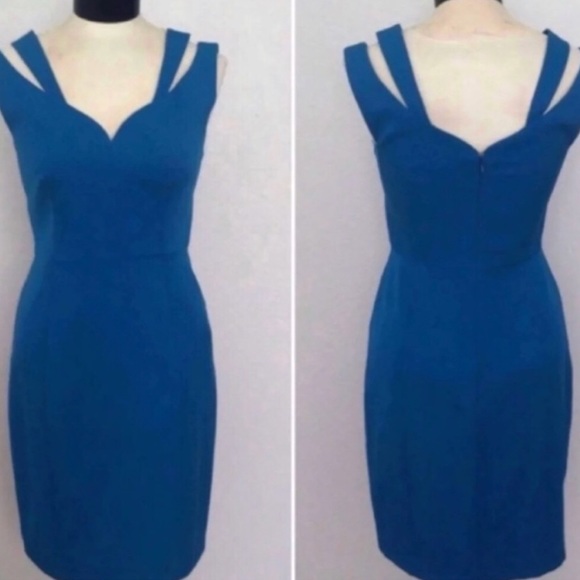 Black Halo Dresses & Skirts - Black Halo Double Strap Fitted Blue Dress
